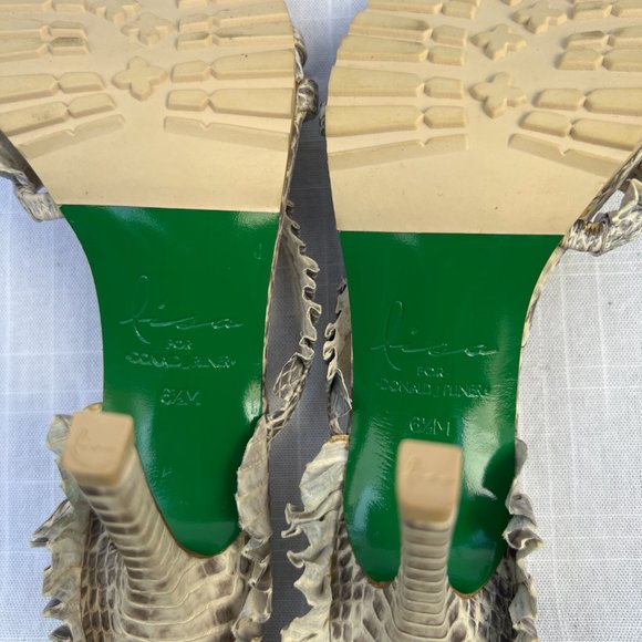 Lisa For Donald J. Pliner NWOT Snake Skin Open Toe High Heel Cream & Black 6½M - Picture 8 of 10